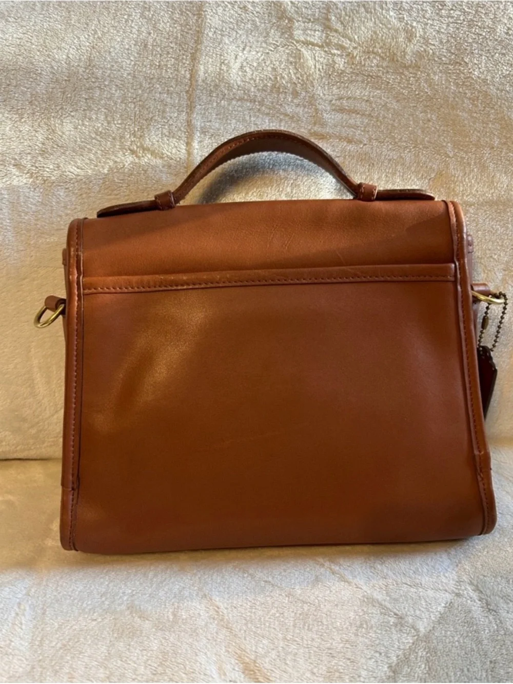 Coach Brown Leather Top-Handle Satchel with Gold Hardware